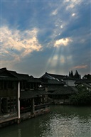 古镇夕阳