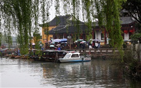 在雨中