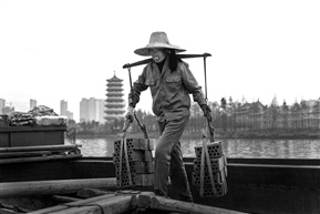 船运码头上的川妹子