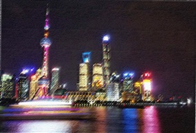 夜幕下的黄浦江畔