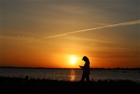 夕阳下