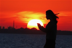夕阳下