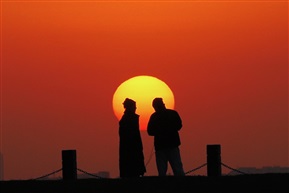 夕阳下